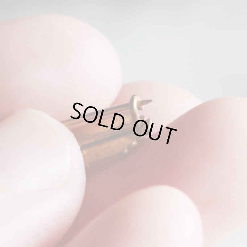 USAヴィンテージクリスチャンクロス&盾ブローチ水色・パール｜アンティークピンバッジライトブルー/パール/十字架