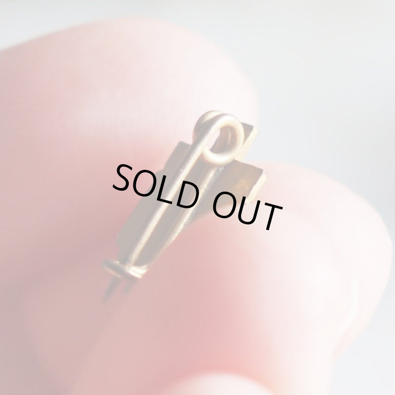 USAヴィンテージクリスチャンクロス&盾ブローチ水色・パール｜アンティークピンバッジライトブルー/パール/十字架