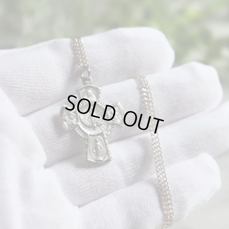アンティークジュエリー｜ヴィンテージSTERLING SILVER 4Way Cross十字架ペンダントネックレス聖心・聖人・不思議のメダイ