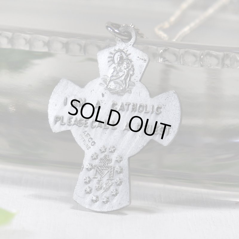 アンティークジュエリー｜ヴィンテージSTERLING SILVER 4Way Cross十字架ペンダントネックレス聖心・聖人・不思議のメダイ