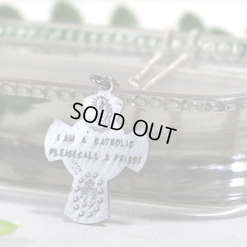 アンティークジュエリー｜ヴィンテージSTERLING SILVER 4Way Cross十字架ペンダントネックレス聖心・聖人・不思議のメダイ