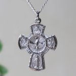 アンティークジュエリー｜ヴィンテージSTERLING SILVER 4Way Cross十字架ペンダントネックレス聖心・聖人・不思議のメダイ