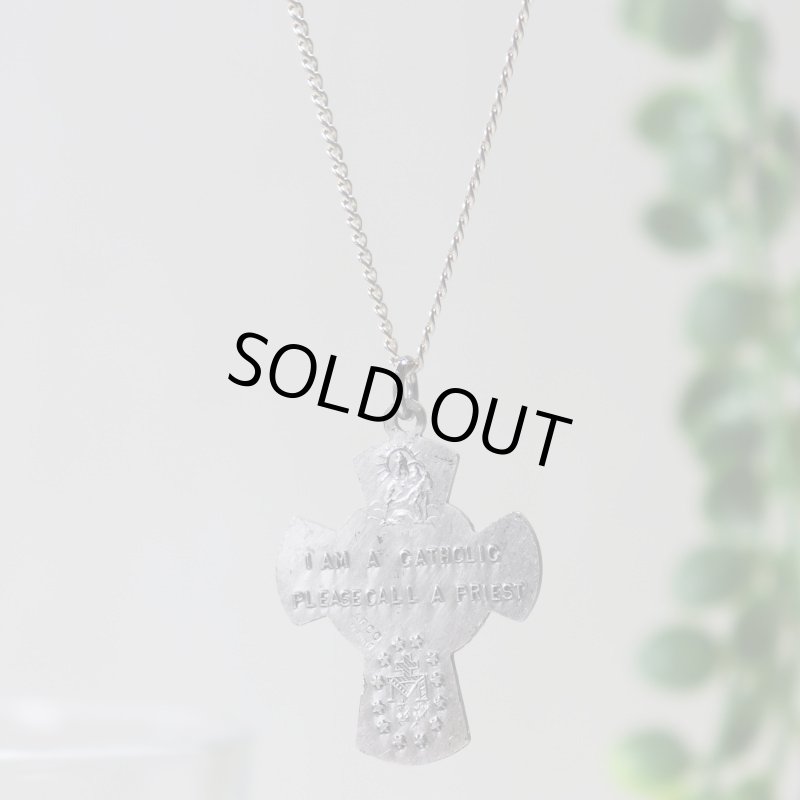 アンティークジュエリー｜ヴィンテージSTERLING SILVER 4Way Cross十字架ペンダントネックレス聖心・聖人・不思議のメダイ