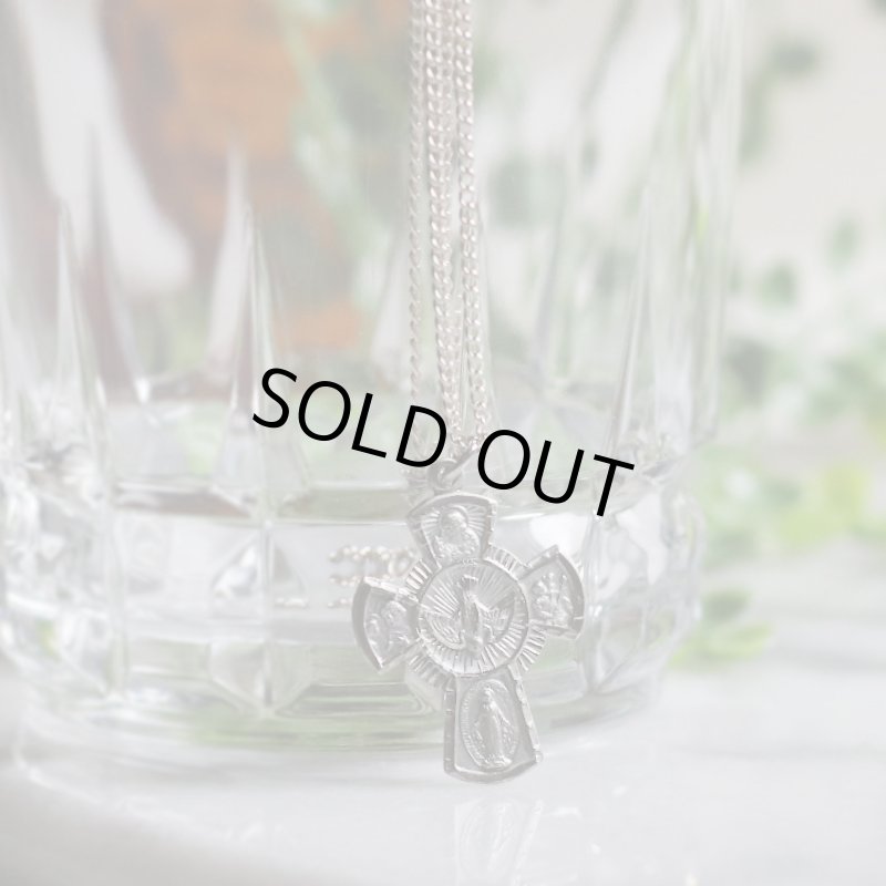 アンティークジュエリー｜ヴィンテージSTERLING SILVER 4Way Cross十字架ペンダントネックレス聖心・聖人・不思議のメダイ
