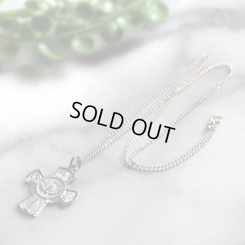 アンティークジュエリー｜ヴィンテージSTERLING SILVER 4Way Cross十字架ペンダントネックレス聖心・聖人・不思議のメダイ
