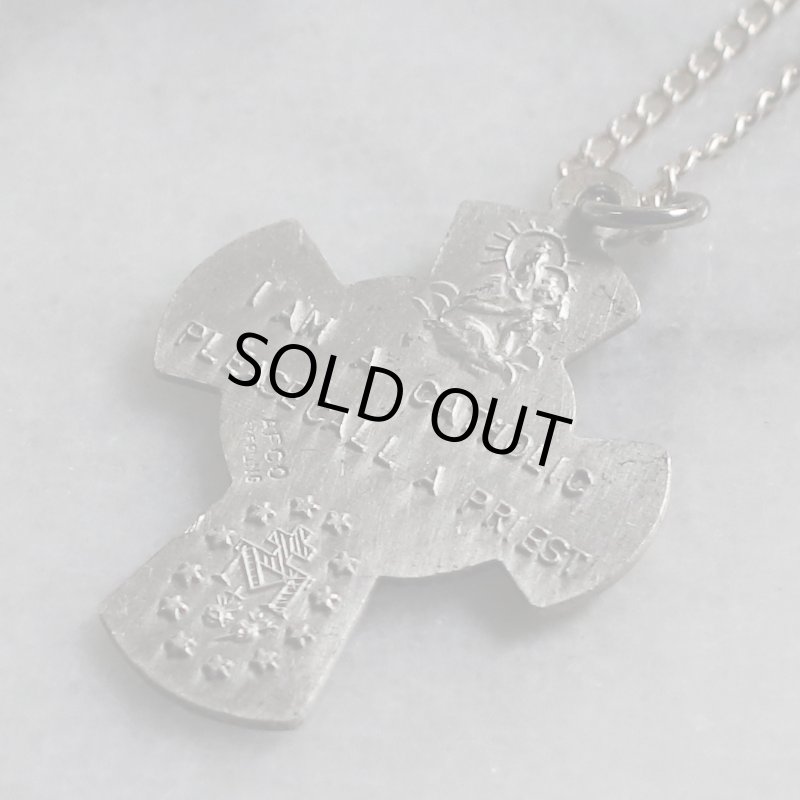 アンティークジュエリー｜ヴィンテージSTERLING SILVER 4Way Cross十字架ペンダントネックレス聖心・聖人・不思議のメダイ