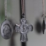 アンティークジュエリー｜ヴィンテージSTERLING SILVER 4Way Cross十字架ペンダントネックレス聖心・聖人・不思議のメダイ