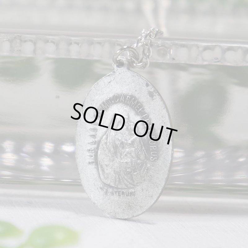 【STERLING SILVER】アンティークジュエリー｜フランスヴィンテージイエスの御心&カルメル山の聖母子メダイネックレス・銀製ペンダント