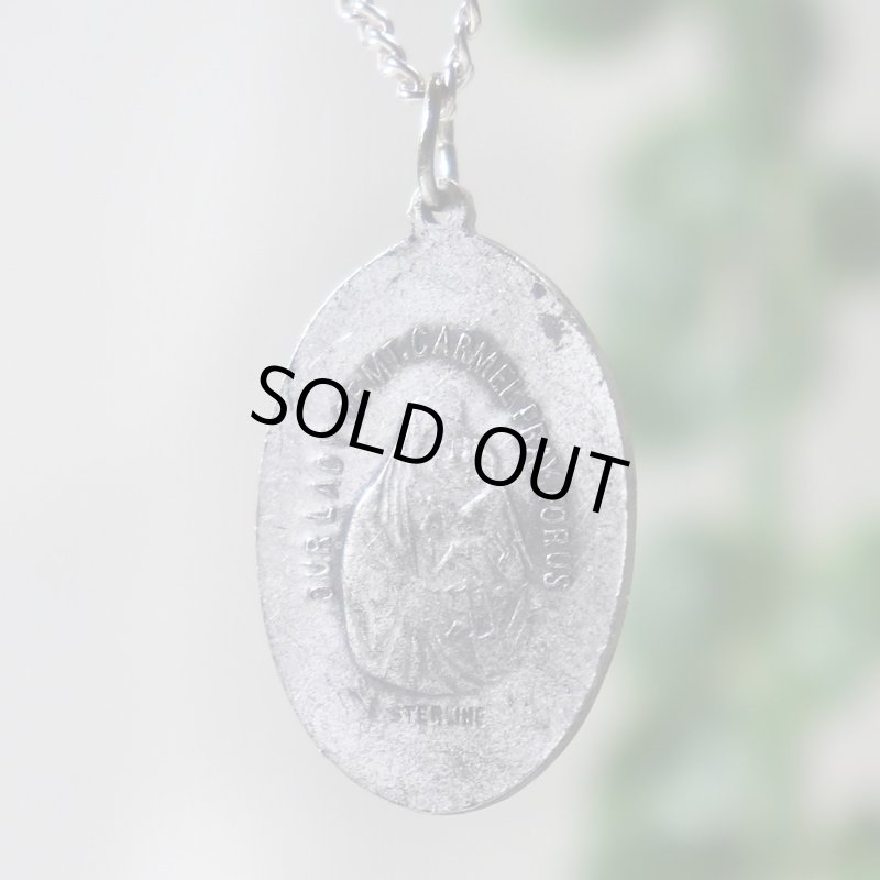 【STERLING SILVER】アンティークジュエリー｜フランスヴィンテージイエスの御心&カルメル山の聖母子メダイネックレス・銀製ペンダント