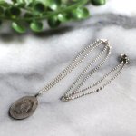 【STERLING SILVER】アンティークジュエリー｜フランスヴィンテージイエスの御心&カルメル山の聖母子メダイネックレス・銀製ペンダント