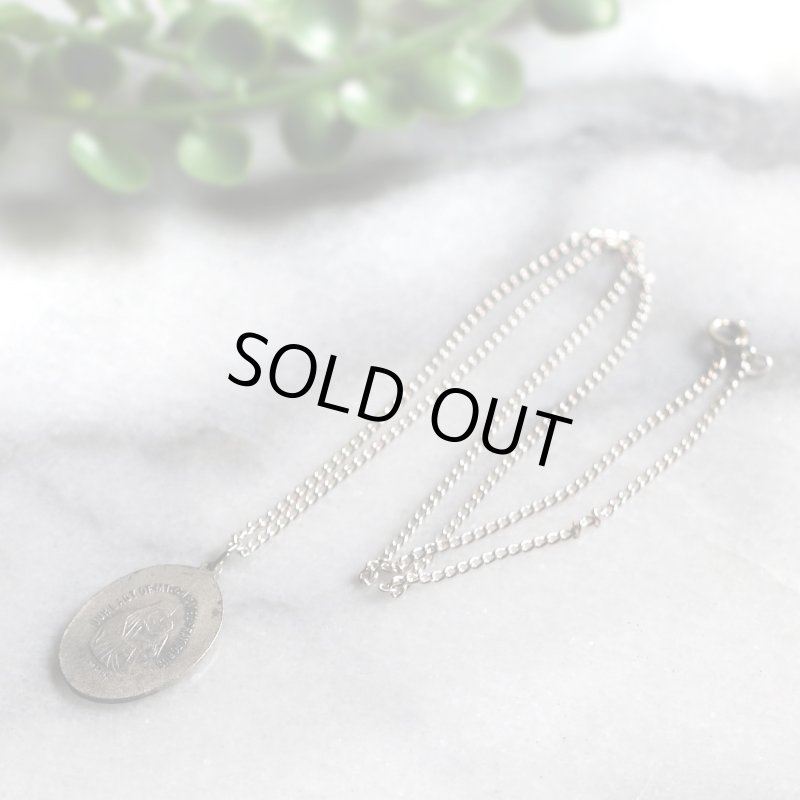 【STERLING SILVER】アンティークジュエリー｜フランスヴィンテージイエスの御心&カルメル山の聖母子メダイネックレス・銀製ペンダント