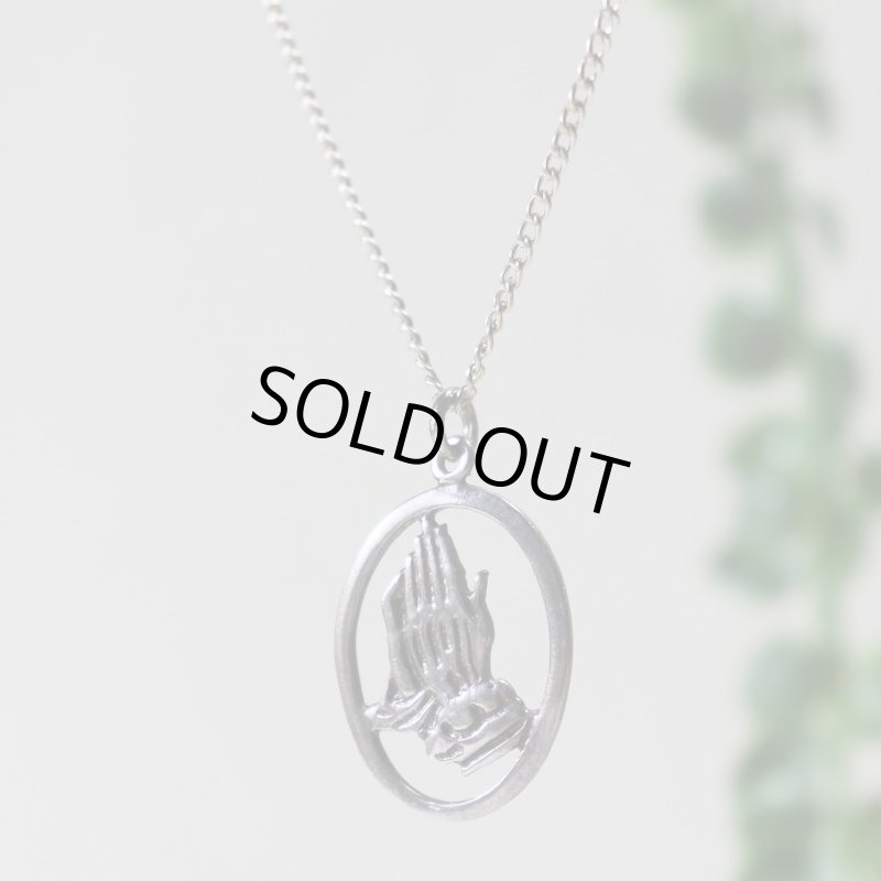 【925 SILVER】アンティークジュエリー|USAヴィンテージPray Hands 祈りの手ペンダントネックレス・合掌