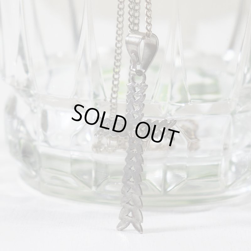 【925 SILVER】アンティークジュエリー｜USAヴィンテージ月桂樹の葉・十字架ペンダントネックレス・リーフ柄クロス