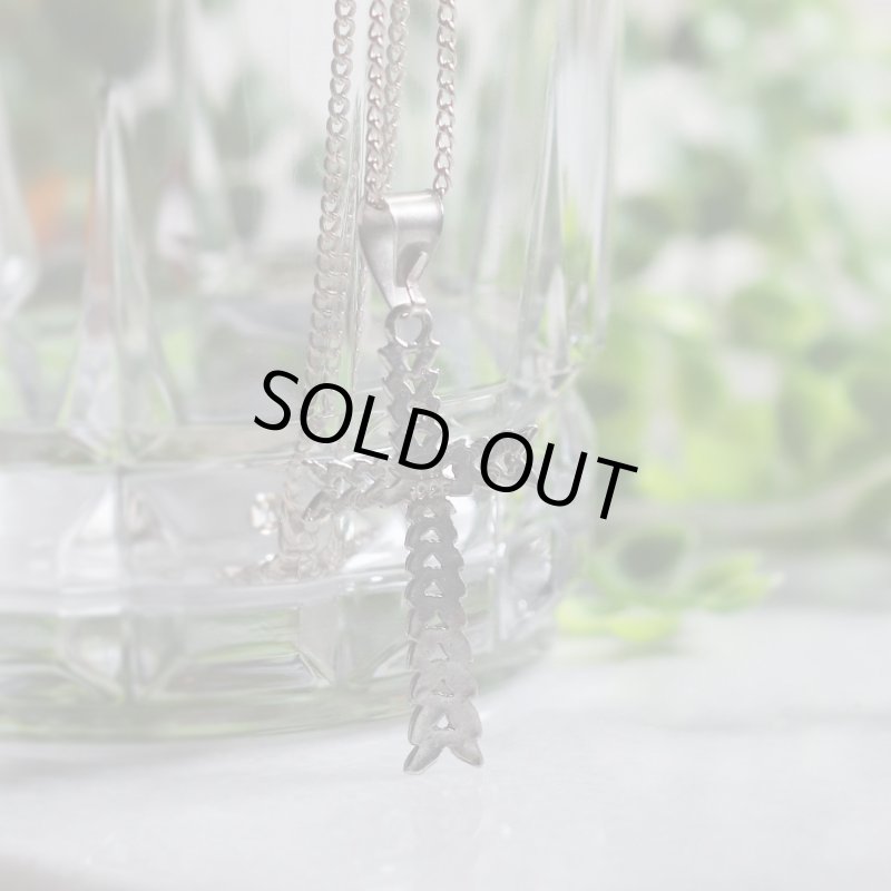 【925 SILVER】アンティークジュエリー｜USAヴィンテージ月桂樹の葉・十字架ペンダントネックレス・リーフ柄クロス