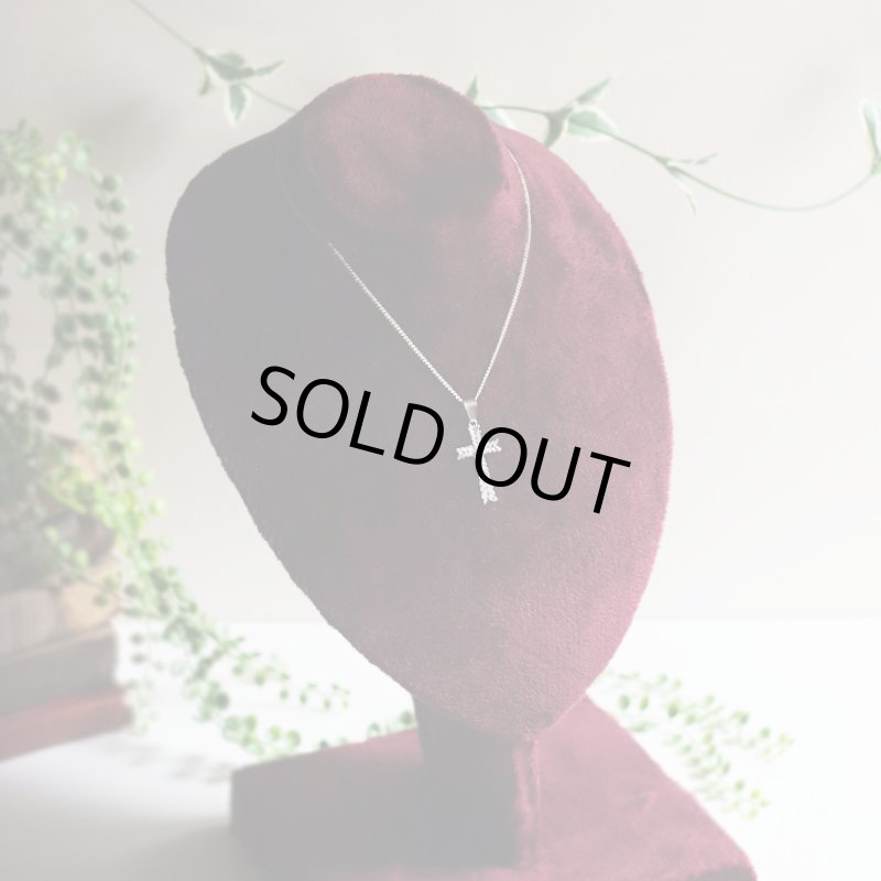 【925 SILVER】アンティークジュエリー｜USAヴィンテージ月桂樹の葉・十字架ペンダントネックレス・リーフ柄クロス