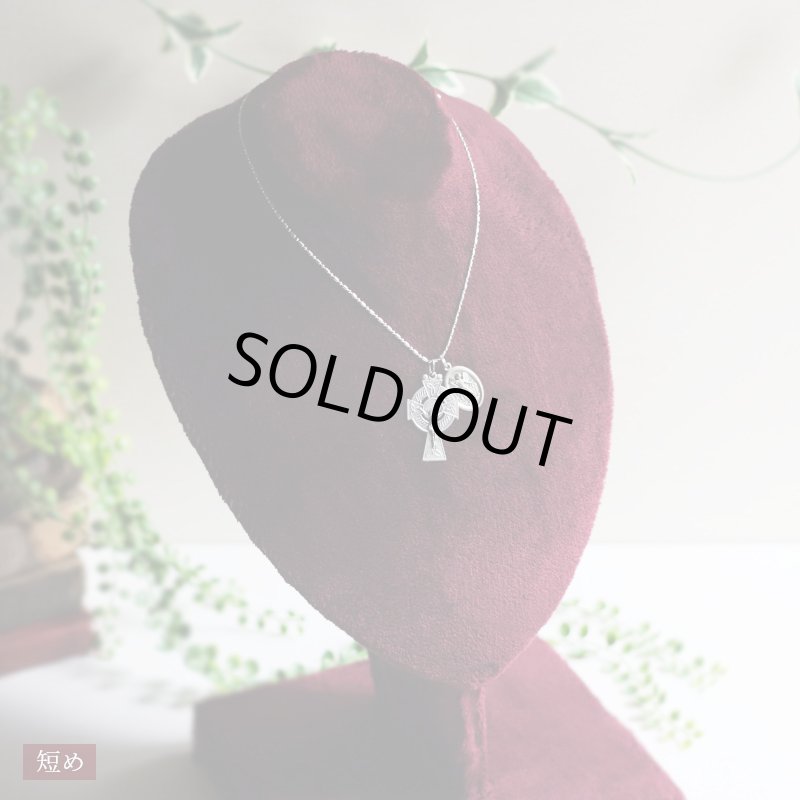 アンティークジュエリー｜イタリアヴィンテージerinケルト十字架クロスと大天使ミカエル・守護天使のメダイネックレス