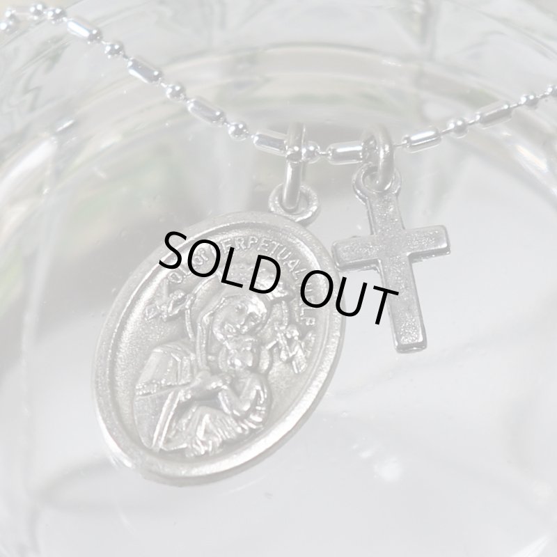 アンティークジュエリー｜イタリア製絶えざる御助けの聖母・マリアメダイペンダントネックレス・カトリック聖母子・生神女