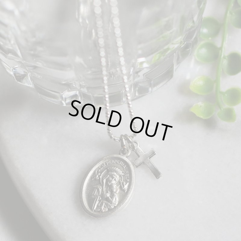 アンティークジュエリー｜イタリア製絶えざる御助けの聖母・マリアメダイペンダントネックレス・カトリック聖母子・生神女