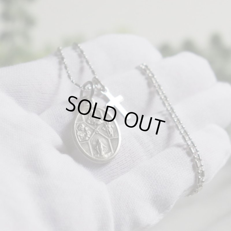 アンティークジュエリー｜イタリア製4way Crossメダイペンダントネックレス・イエスキリスト・聖母マリア・聖人