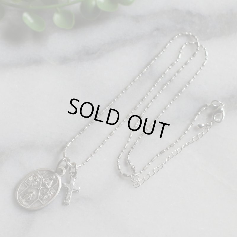 アンティークジュエリー｜イタリア製4way Crossメダイペンダントネックレス・イエスキリスト・聖母マリア・聖人