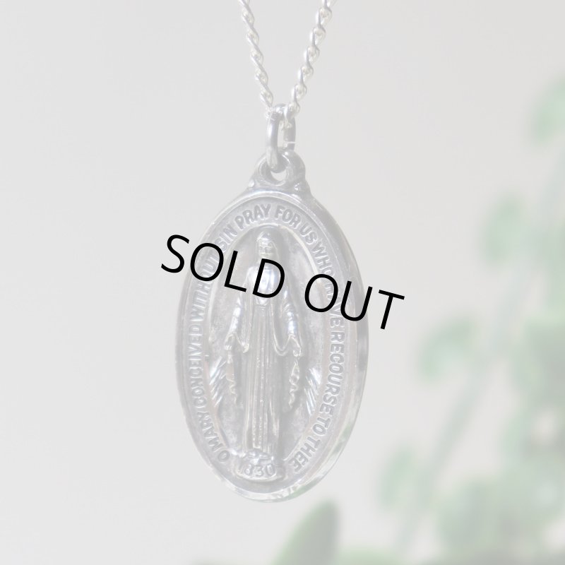 アンティークジュエリー|USAヴィンテージ不思議のメダイ聖母マリアのペンダントネックレスSTERLING SILVER・CREEDC©