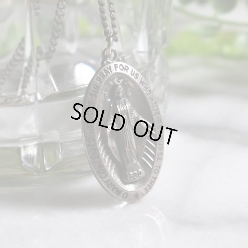 アンティークジュエリー｜USAヴィンテージ不思議のメダイ聖母マリアのペンダントネックレスSTERLING SILVER