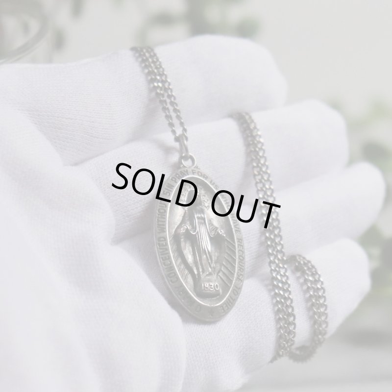 アンティークジュエリー｜USAヴィンテージ不思議のメダイ聖母マリアのペンダントネックレスSTERLING SILVER