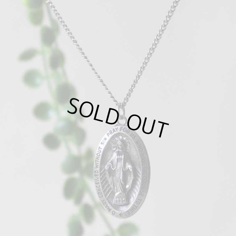 アンティークジュエリー｜USAヴィンテージ不思議のメダイ聖母マリアのペンダントネックレスSTERLING SILVER