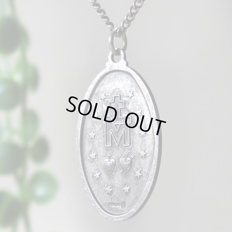 アンティークジュエリー｜USAヴィンテージ不思議のメダイ聖母マリアのペンダントネックレスSTERLING SILVER