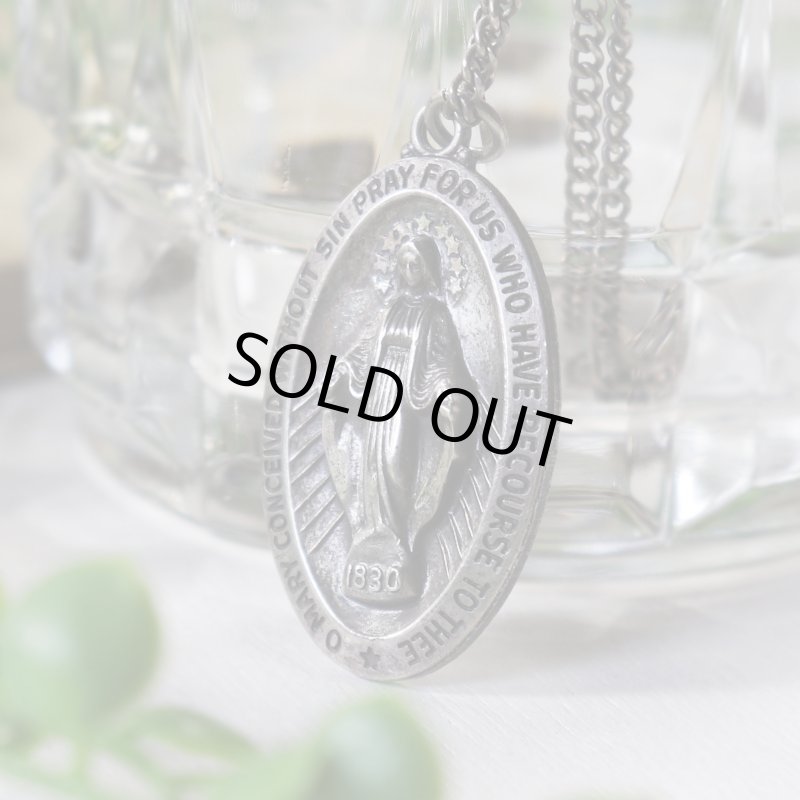 アンティークジュエリー｜USAヴィンテージ不思議のメダイ聖母マリアのペンダントネックレスSTERLING SILVER