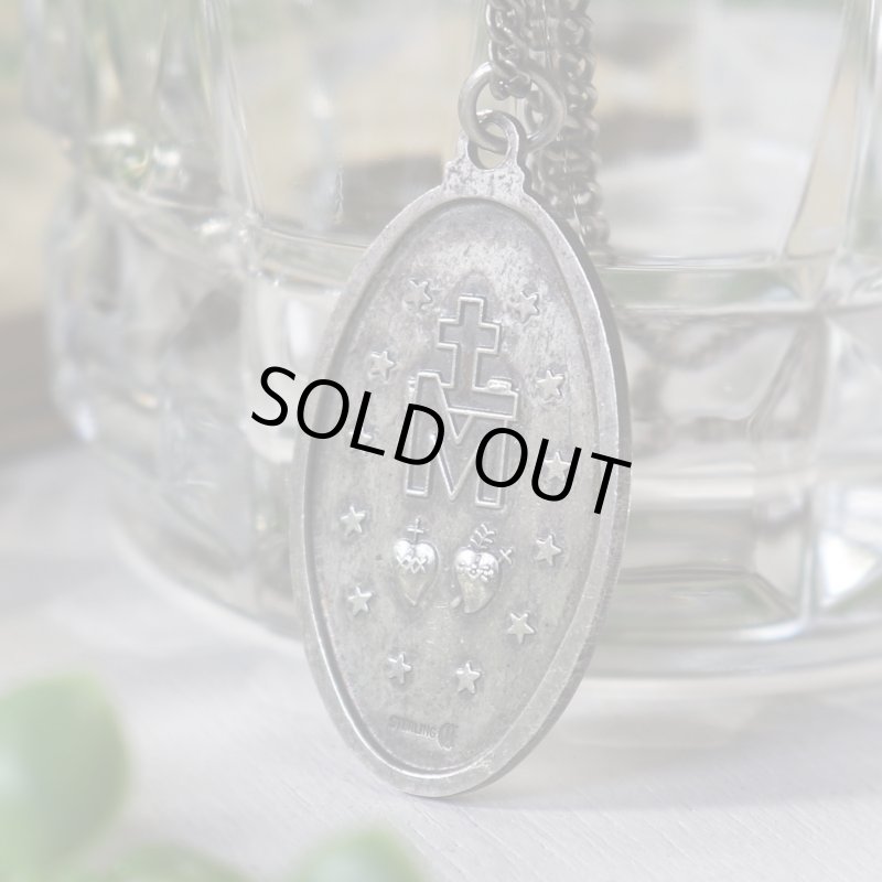 アンティークジュエリー｜USAヴィンテージ不思議のメダイ聖母マリアのペンダントネックレスSTERLING SILVER