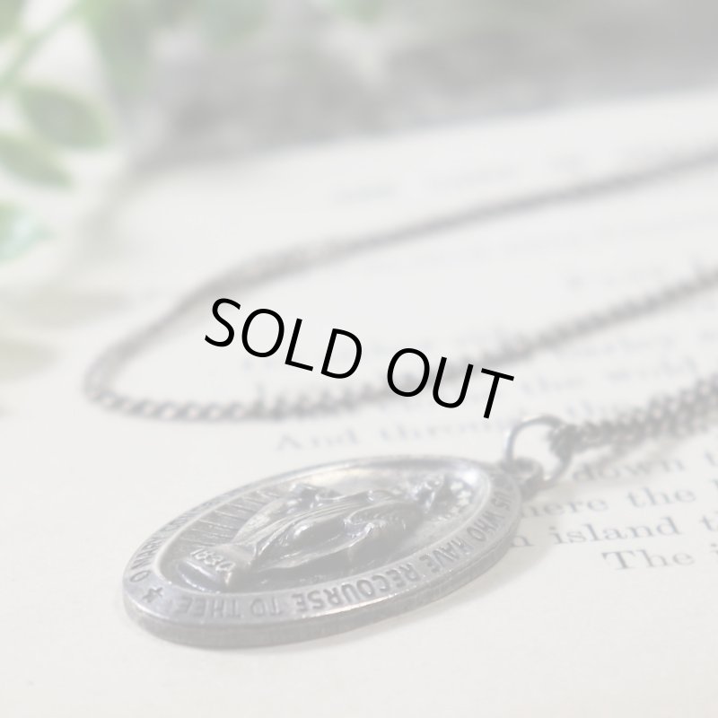 アンティークジュエリー｜USAヴィンテージ不思議のメダイ聖母マリアのペンダントネックレスSTERLING SILVER