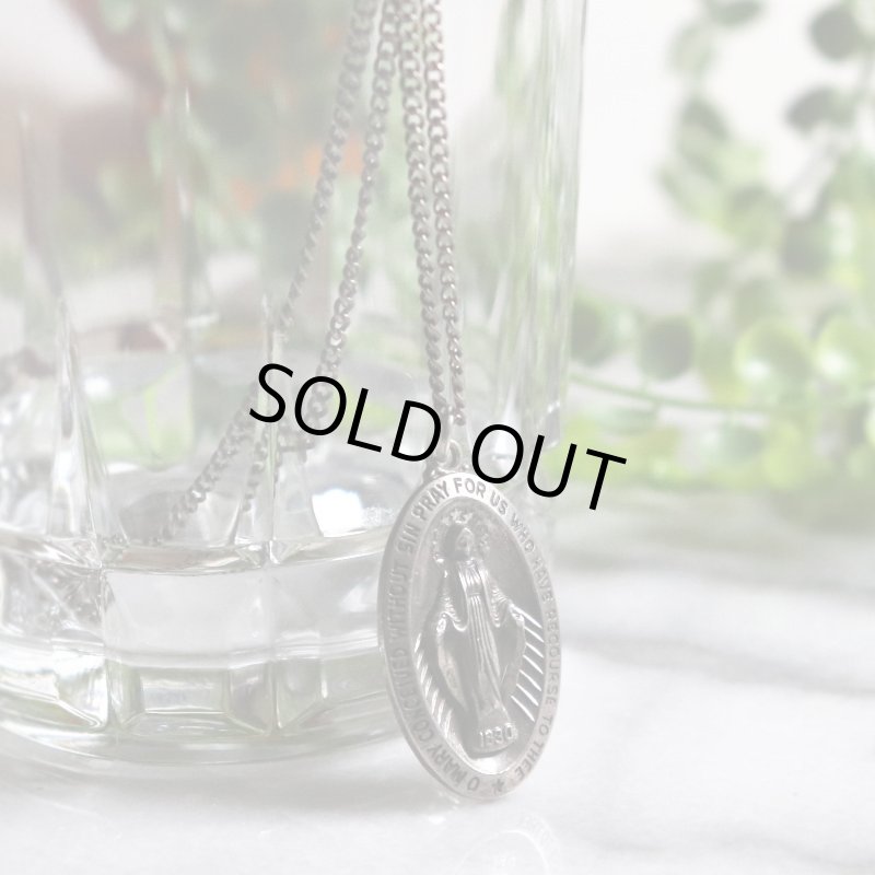 アンティークジュエリー｜USAヴィンテージ不思議のメダイ聖母マリアのペンダントネックレスSTERLING SILVER