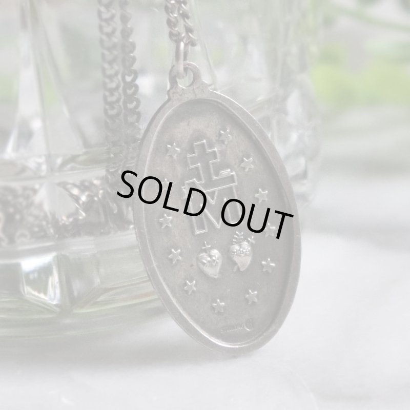 アンティークジュエリー｜USAヴィンテージ不思議のメダイ聖母マリアのペンダントネックレスSTERLING SILVER