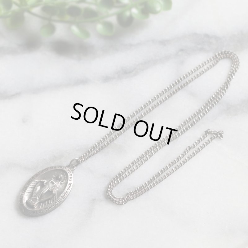 アンティークジュエリー｜USAヴィンテージ不思議のメダイ聖母マリアのペンダントネックレスSTERLING SILVER