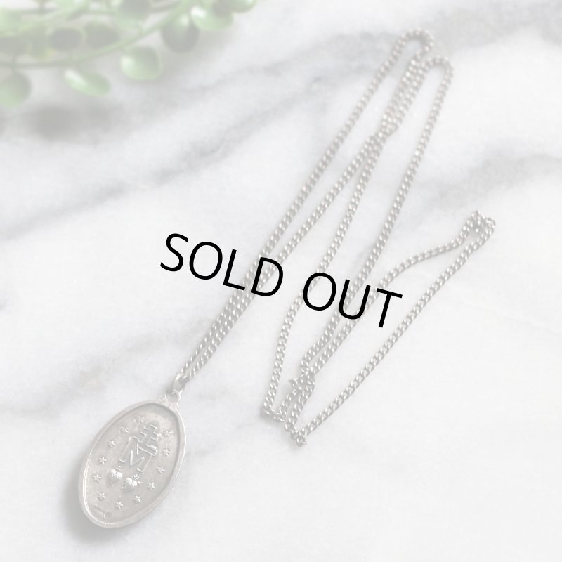 アンティークジュエリー｜USAヴィンテージ不思議のメダイ聖母マリアのペンダントネックレスSTERLING SILVER