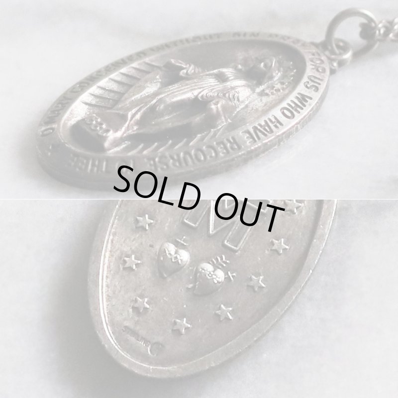 アンティークジュエリー｜USAヴィンテージ不思議のメダイ聖母マリアのペンダントネックレスSTERLING SILVER