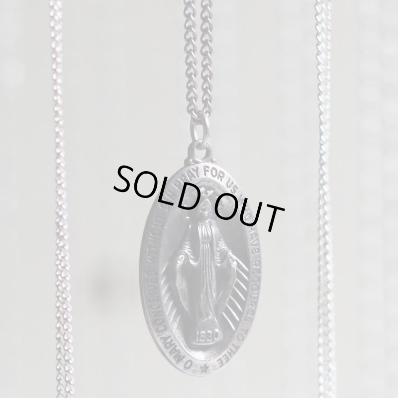 アンティークジュエリー｜USAヴィンテージ不思議のメダイ聖母マリアのペンダントネックレスSTERLING SILVER