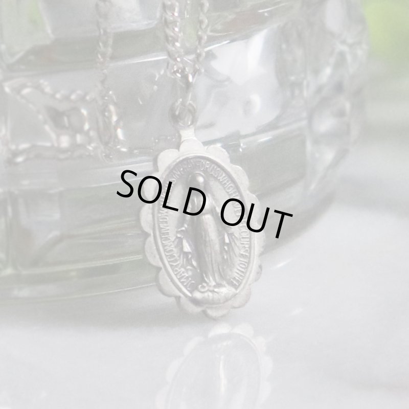 【STERLING SILVER】アンティークジュエリー｜USAヴィンテージ不思議のメダイ聖母マリアのミニペンダントネックレス