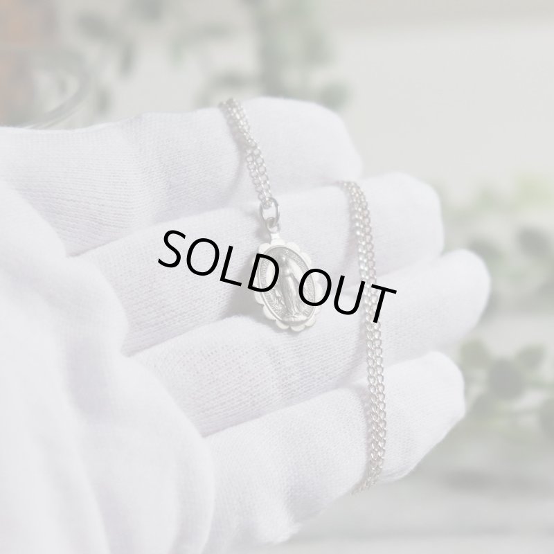 【STERLING SILVER】アンティークジュエリー｜USAヴィンテージ不思議のメダイ聖母マリアのミニペンダントネックレス