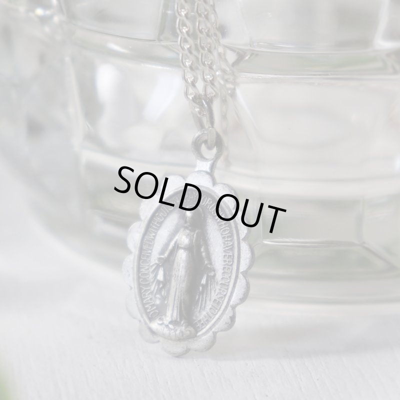 【STERLING SILVER】アンティークジュエリー｜USAヴィンテージ不思議のメダイ聖母マリアのミニペンダントネックレス