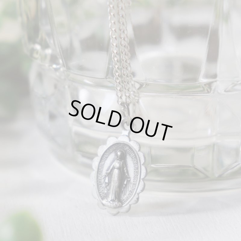 【STERLING SILVER】アンティークジュエリー｜USAヴィンテージ不思議のメダイ聖母マリアのミニペンダントネックレス