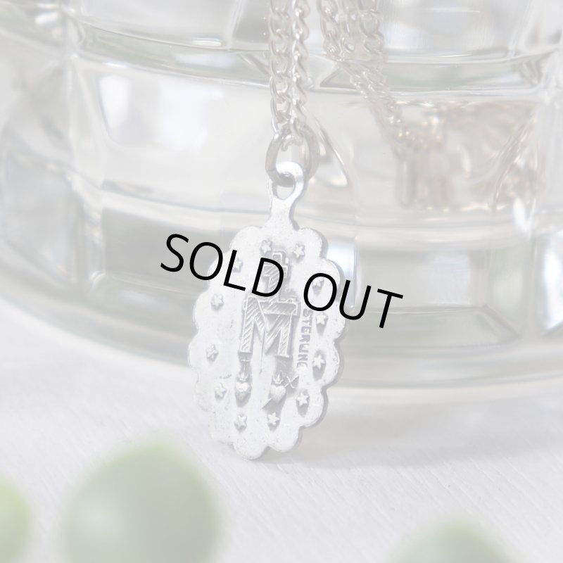 【STERLING SILVER】アンティークジュエリー｜USAヴィンテージ不思議のメダイ聖母マリアのミニペンダントネックレス