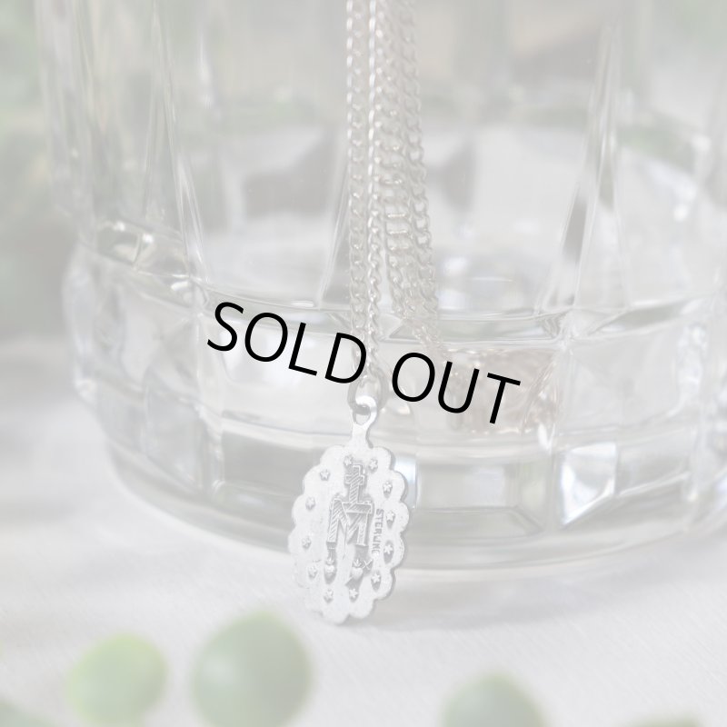 【STERLING SILVER】アンティークジュエリー｜USAヴィンテージ不思議のメダイ聖母マリアのミニペンダントネックレス