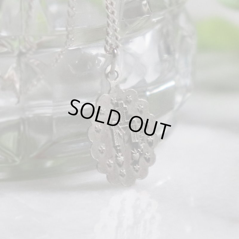 【STERLING SILVER】アンティークジュエリー｜USAヴィンテージ不思議のメダイ聖母マリアのミニペンダントネックレス