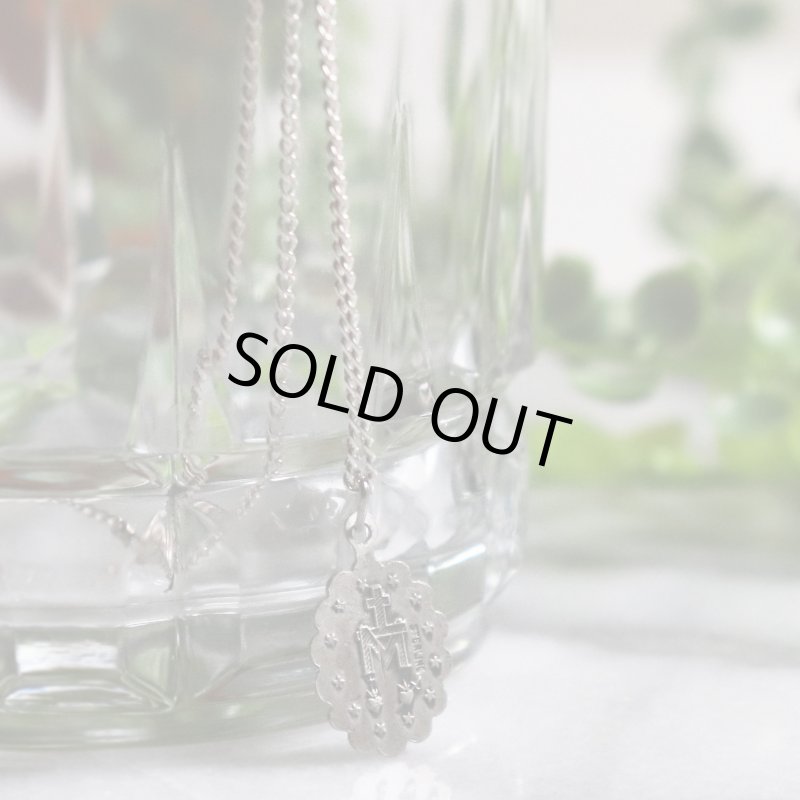 【STERLING SILVER】アンティークジュエリー｜USAヴィンテージ不思議のメダイ聖母マリアのミニペンダントネックレス