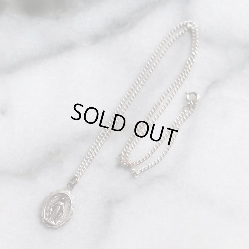 【STERLING SILVER】アンティークジュエリー｜USAヴィンテージ不思議のメダイ聖母マリアのミニペンダントネックレス