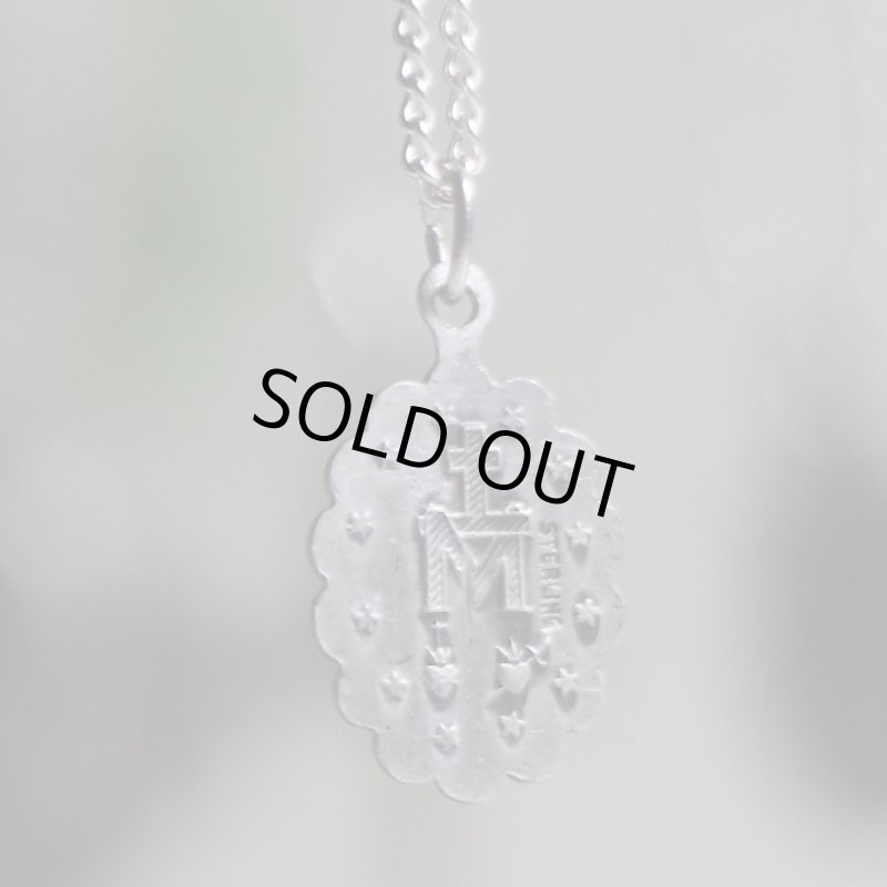 【STERLING SILVER】アンティークジュエリー｜USAヴィンテージ不思議のメダイ聖母マリアのミニペンダントネックレス