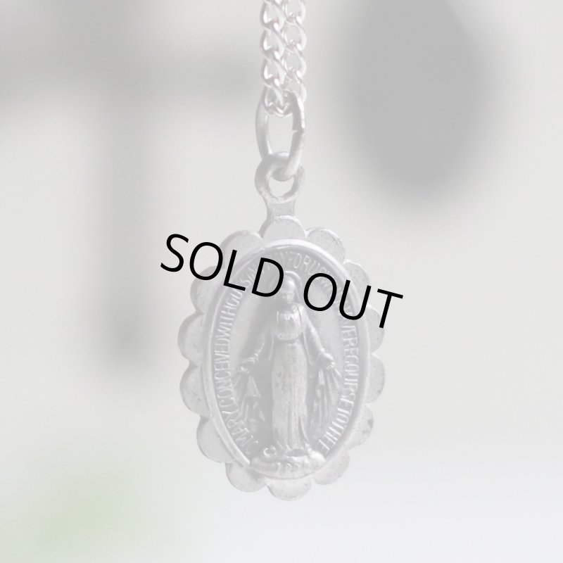 【STERLING SILVER】アンティークジュエリー｜USAヴィンテージ不思議のメダイ聖母マリアのミニペンダントネックレス