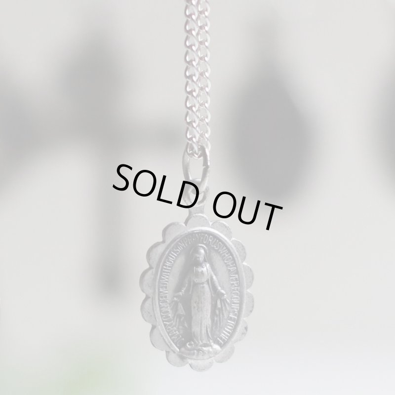 【STERLING SILVER】アンティークジュエリー｜USAヴィンテージ不思議のメダイ聖母マリアのミニペンダントネックレス
